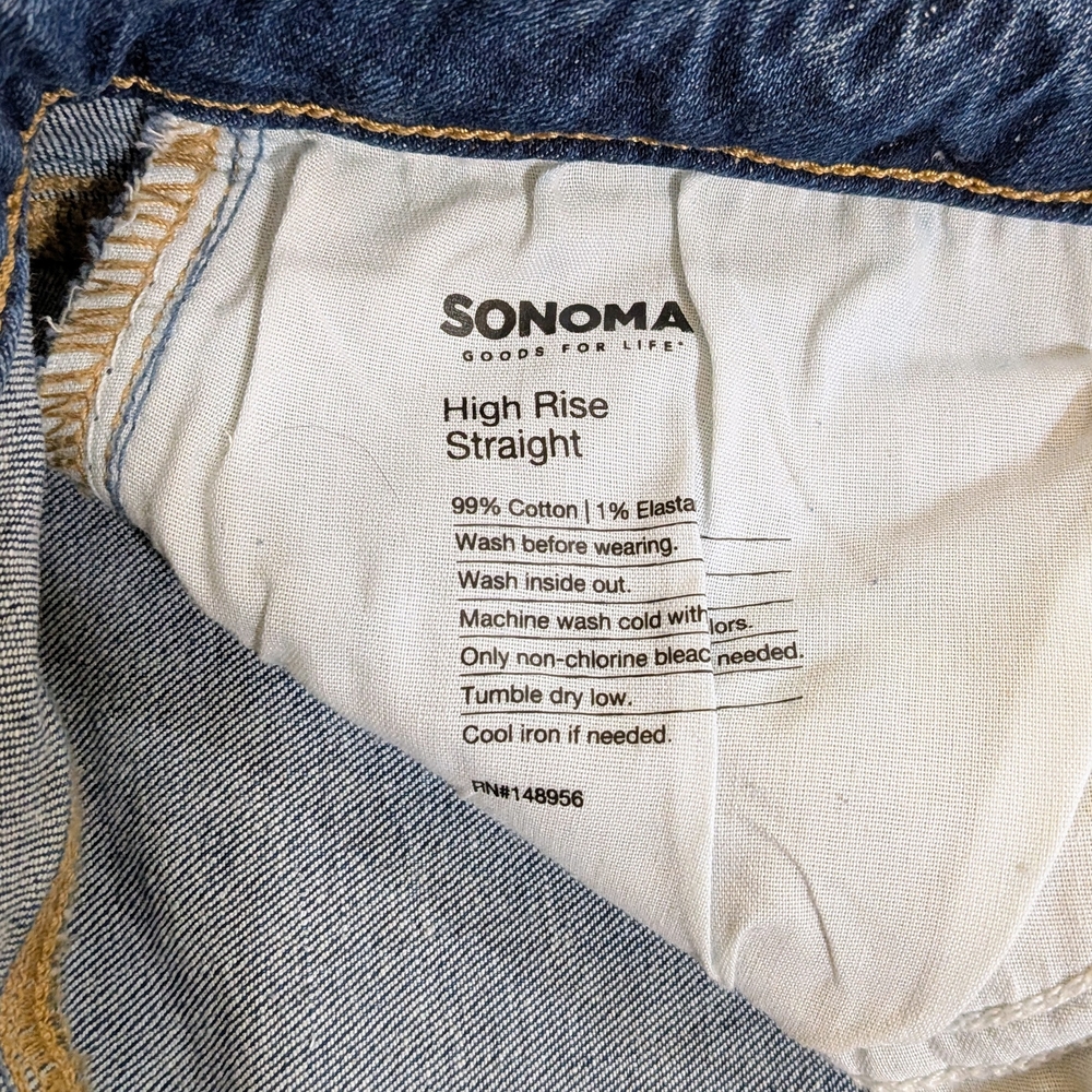 Sonoma Denim Blue Jeans Light Wash High Rise Straight Leg Size 14R 99% Cotton - Picture 5 of 9